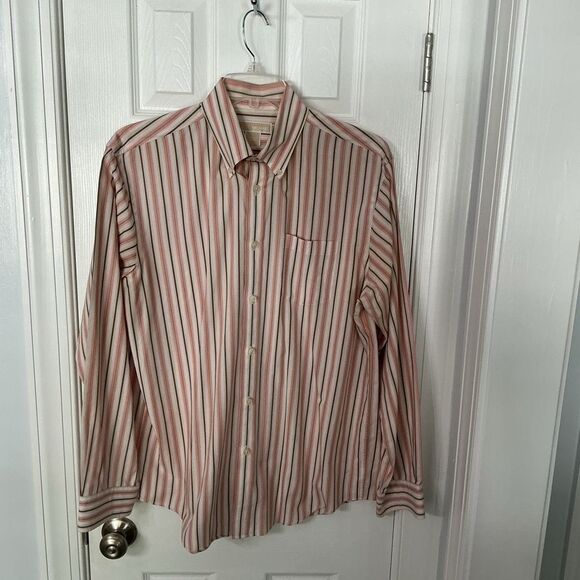 Michael Kors Men’s Long Sleeve Button Down Shirt – Striped, 100% Cotton, Size L - Picture 1 of 9
